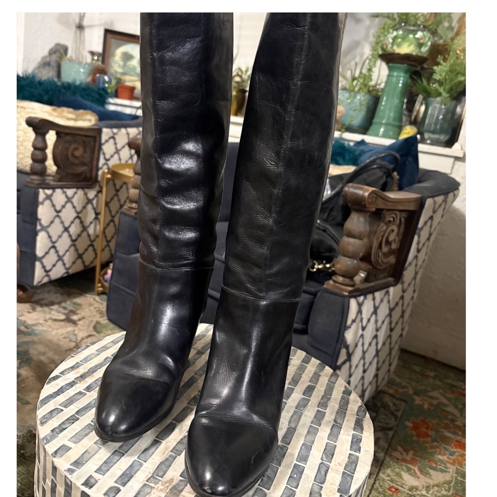 Vintage Tiamo Italian Leather Riding Boots Black Women's‎ 8.5 *